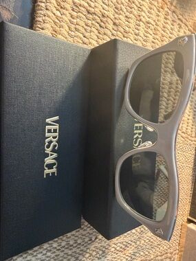 Versace Gray Cat-Eye Sunglasses with Gold Medusa Detail